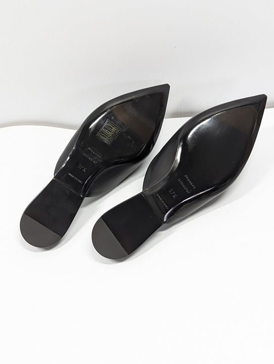 Proenza Schouler Women's Black Circle Ring Point Mules Slide Size 37.5 MSRP $550