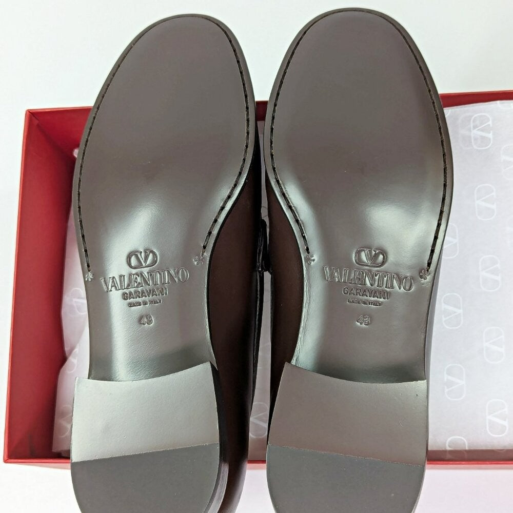 Valentino Garavani Men's Vlogo Penny Loafer Chocolate Brown Size 43 (MSRP $980)