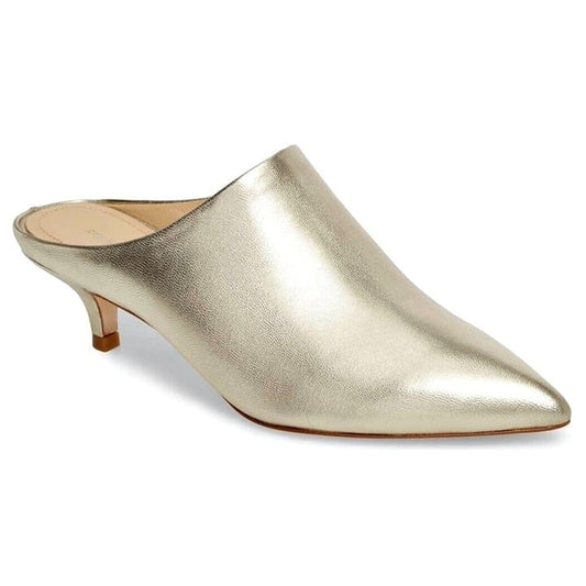 Pour La Victoire Women's Korrine Leather Heel Mules Champagne Size 7 (MSRP $245)