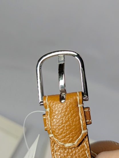 TOTEME Women's Thin Pebbled Leather Belt in Tan Size 70 (MSRP $380)