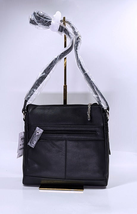 Giani Bernini Women's Black Nappa Leather Front Zip Crossbody (MSRP $130)