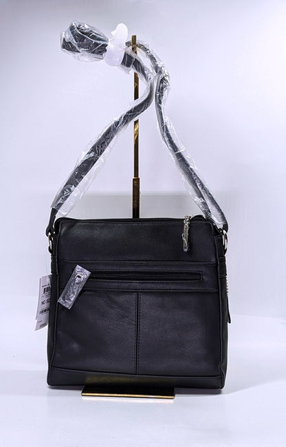 Giani Bernini Women's Black Nappa Leather Front Zip Crossbody (MSRP $130)