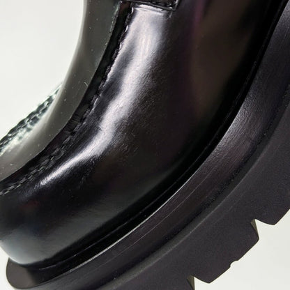 Bottega Veneta Men's Black Leather Slip On Lug Penny Loafers Size 43 MSRP $1,300