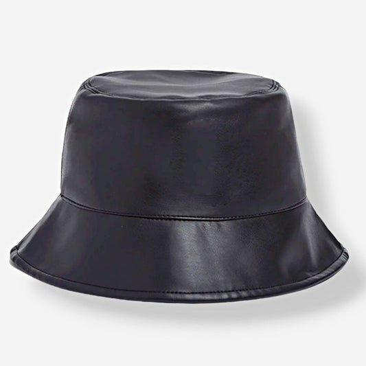 Apparis Women's Amara Black Vegan Leather Bucket Hat One Size (MSRP $78)