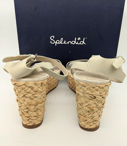 Splendid Women's Marie Leather Platform Espadrilles Eggshell Size 8.5 (MSRP $118)