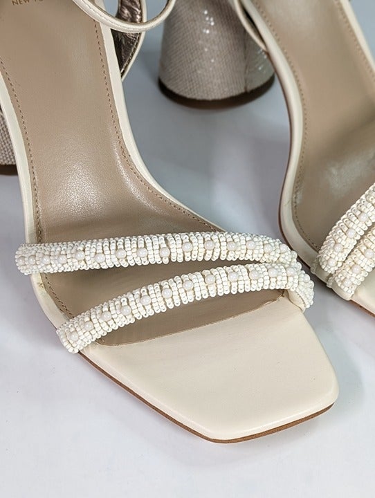 Sam Edelman Women's Kia Beaded Ivory Strappy Dress Sandals Size 9.5 (MSRP $160)