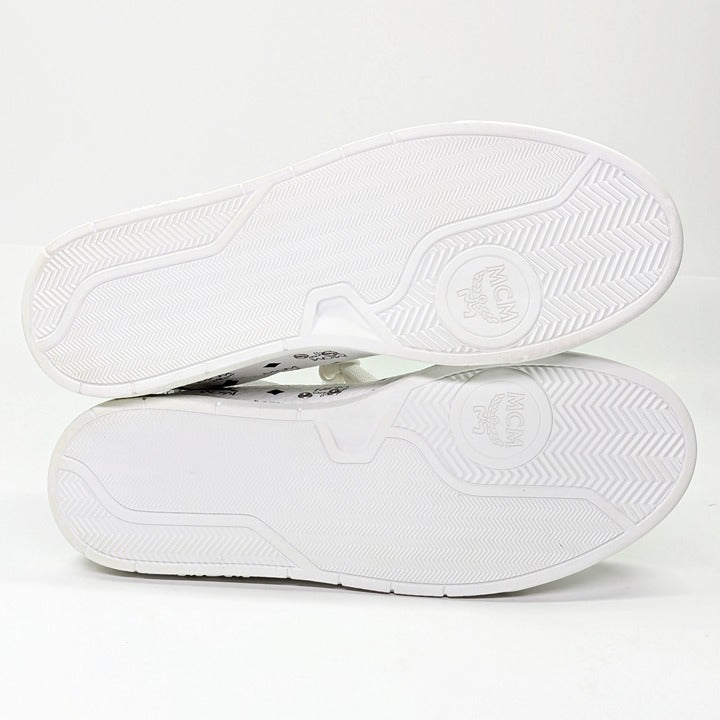 MCM Men's Terrain Derby Visetos Logo White Leather Sneakers Size 41 (MSRP $450)