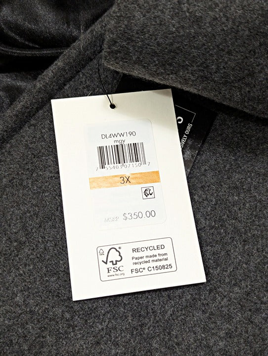 DKNY Plus Size Notched-Collar Double-Breasted Wrap Coat Size 3X (MSRP $350)