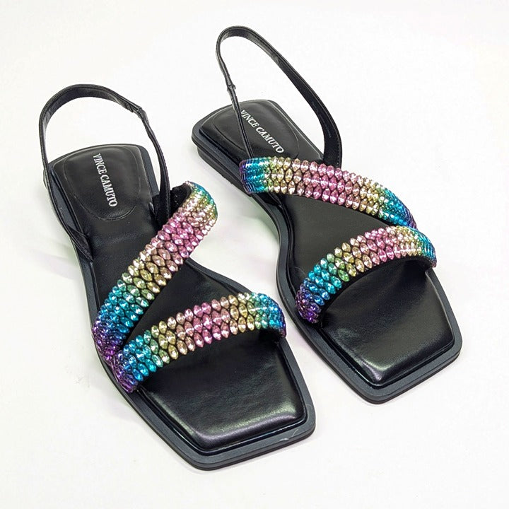Vince Camuto Women's Prizza Crystal Embellished Sandals Size 7 (MSRP $129)
