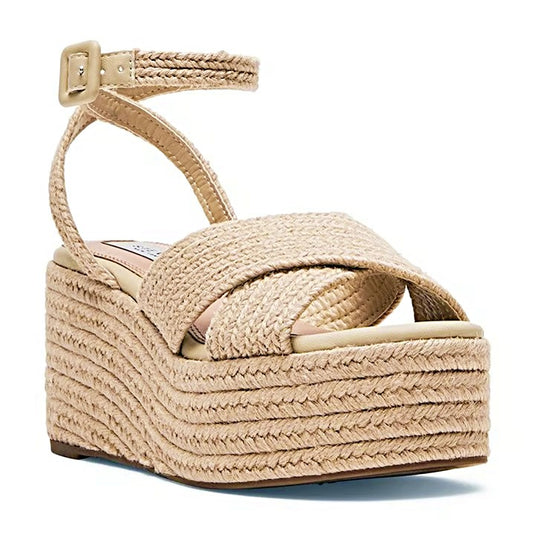 Steven New York Ramey Espadrille Platform Wedge Raffia Sandal Size 7.5 MSRP $130