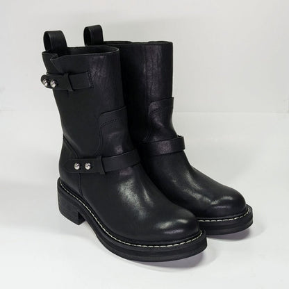 Rag & Bone Women's RB Moto Studded Pull On Boots Black Size 8.5 (MSRP $595)