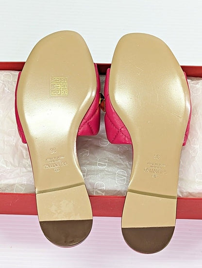 Valentino Garavani Roman Pink & Gold Stud Slide Sandals Size 36 IT (MSRP $920)