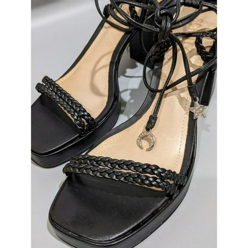 Schutz Lunah Plat Women's Leather Lace-up Sandals Black Color Size 9.5 M