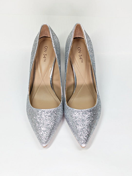 On 34th Women's Jeules Silver Glitter Pointed-Toe Pumps Size 7.5 (MSRP $80)