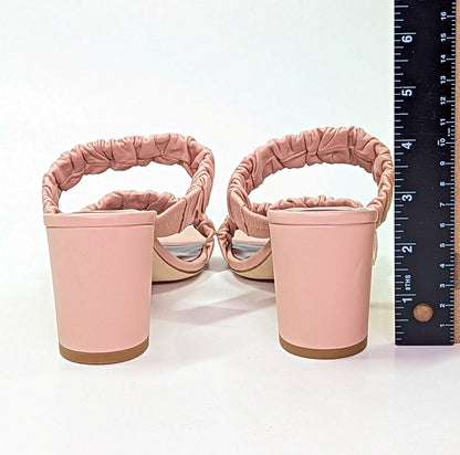 STAUD Women's Frankie Ruched Sandals Dark Blush Leather Size 37 (MSRP $325)
