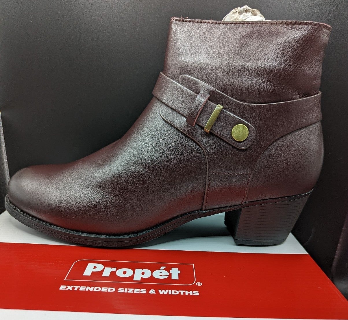 Propet Women's Topaz Ankle Boot Brown Leather Size 9.5 (MSRP $110)