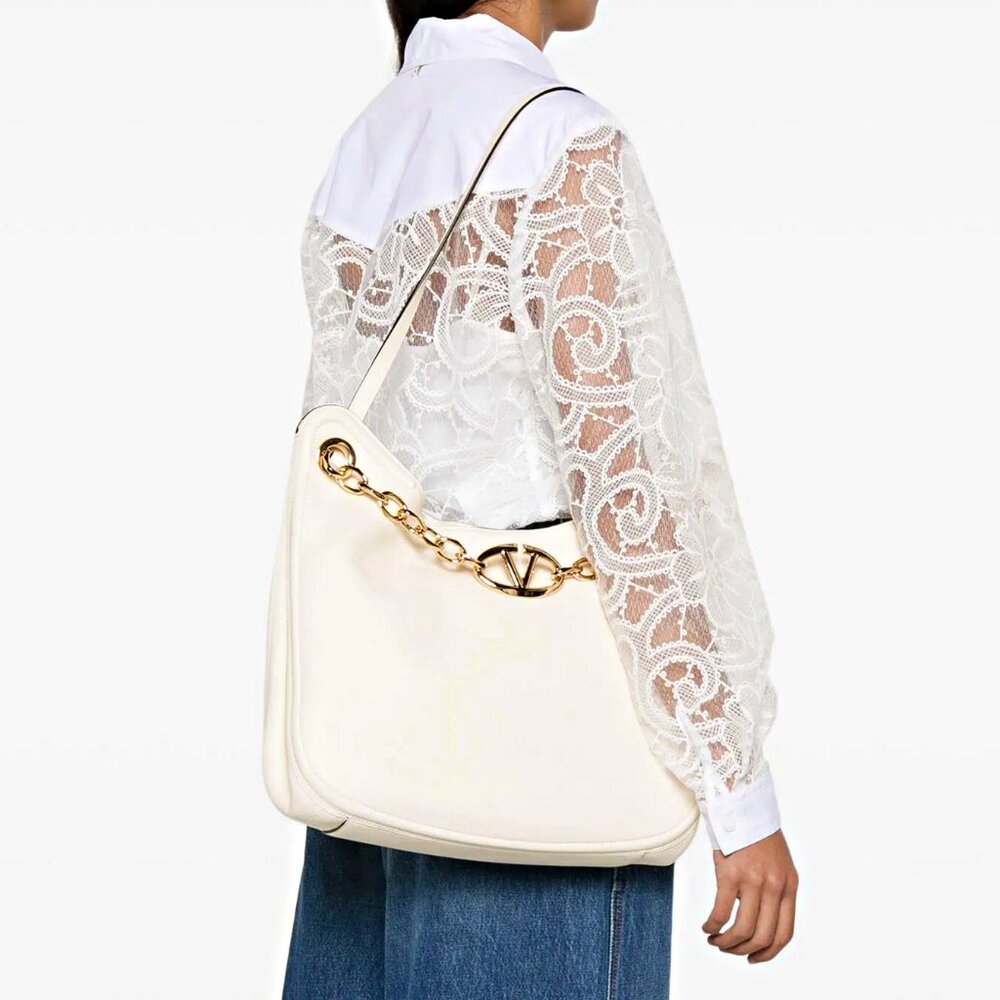 Valentino Garavani Women's Gold Tone VLogo Moon Leather Tote Bag (MSRP $3,950)