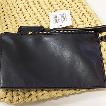 Bottega Veneta Arco Women's Raffia Tote Bag Leather Pouch in Black (MSRP $3,000)