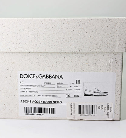 Dolce & Gabbana Men's DG-Plaque Polished Calfskin Leather Loafers Size 8.5
