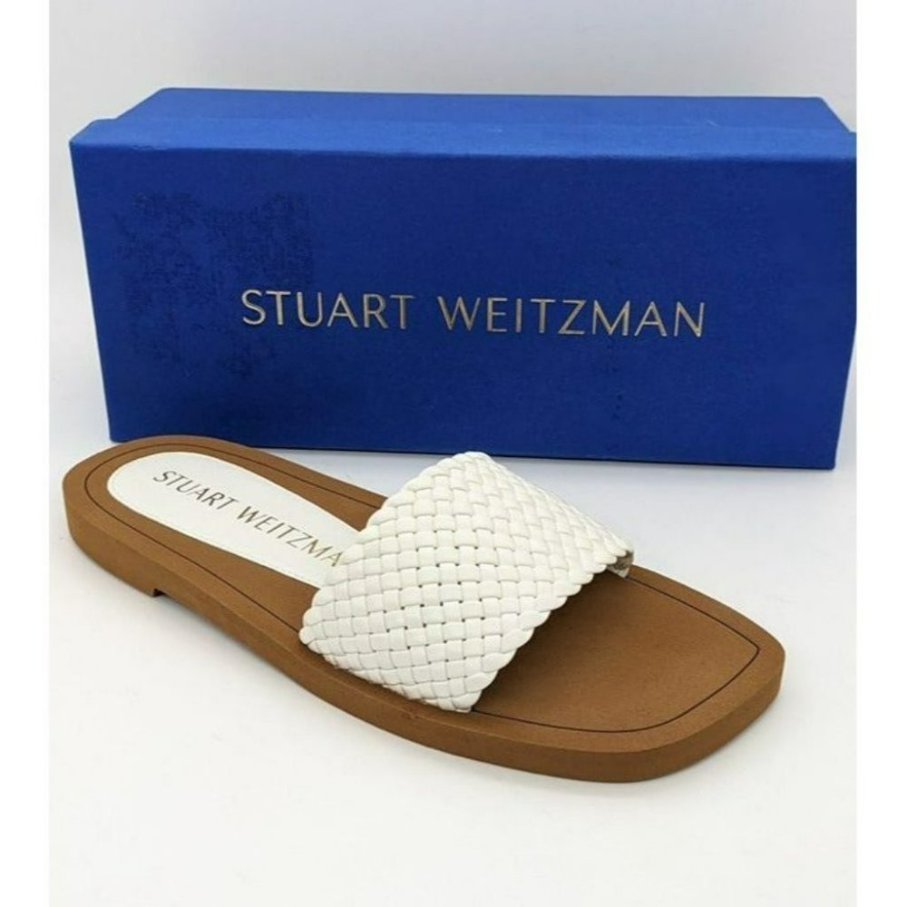 STUART WEITZMAN Wova Women's Beige Slip On Leather Slide Sandals Size 7 B