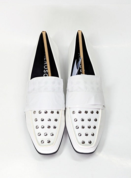 Aerosoles Women's Prince White Studded Loafers Size 10 (MSRP $125)