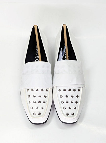 Aerosoles Women's Prince White Studded Loafers Size 10 (MSRP $125)