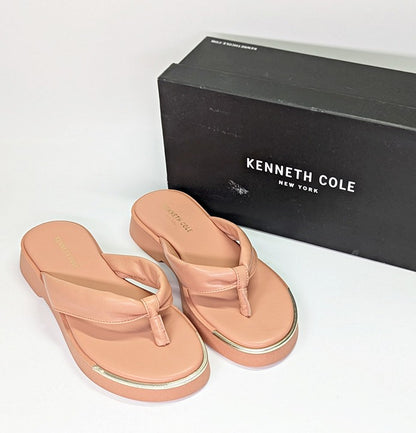 Kenneth Cole Women's Athens Platform Thong in Peach Leather Size 6 (MSRP $89)