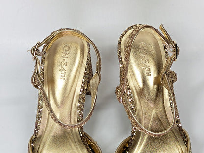 On 34th Women's Dotti Captoe Pumps Gold Glitter / Black Patent Size 8 (MSRP $70)