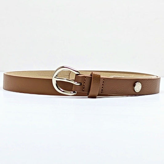 Steve Madden Women's Brown Faux Leather Skinny Belts Silver Buckle Size S