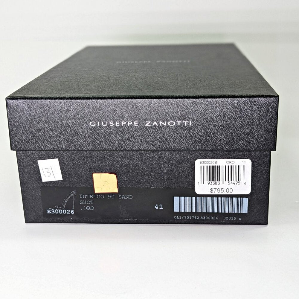 Giuseppe Zanotti Intrigo 90mm Gold Patent Mule Sandals Size 41 (MSRP $795)