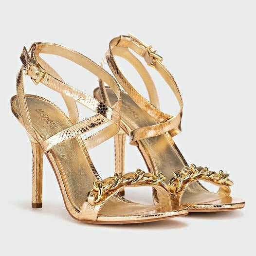 Michael Kors Asha Embellished Snake Embossed Leather Sandal Size 9.5 (MSRP $225)