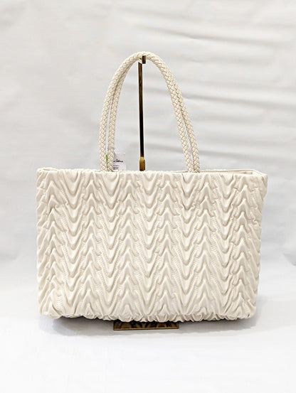 Sam Edelman Ari Women's Quilted Large Tote in Ivory Leather (MSRP $295)