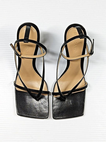 Bottega Veneta Women's Black Stretch Strappy Wedge Sandals Size 39 (MSRP $1,100)