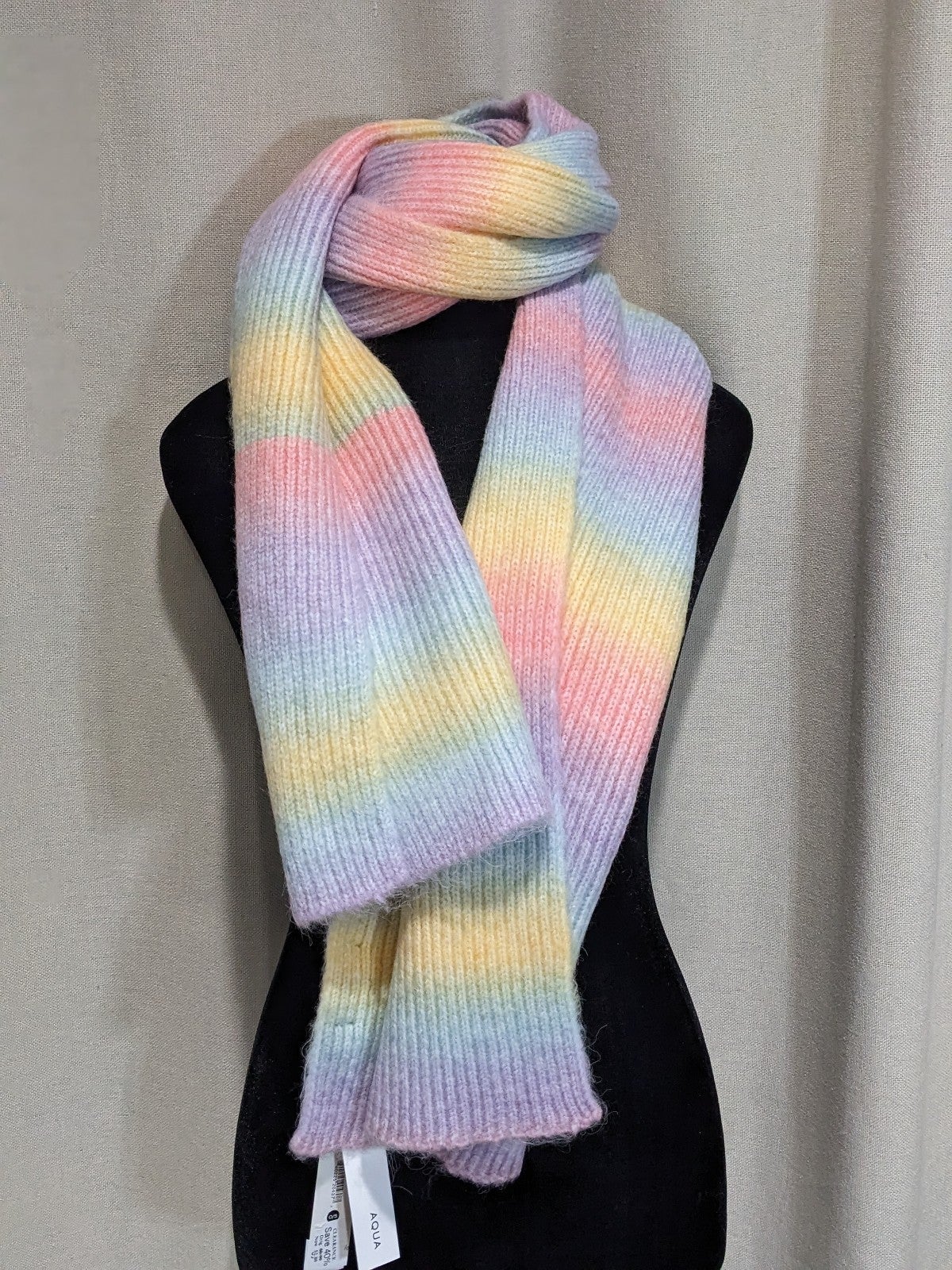 Aqua Women's Milky Rainbow Space Dye Rib Knit Scarf (MSRP $88)