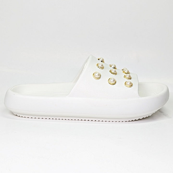 Kenneth Cole Mello Eva Pearl Embellished Platform Sandal White Size 8 (MSRP $59)