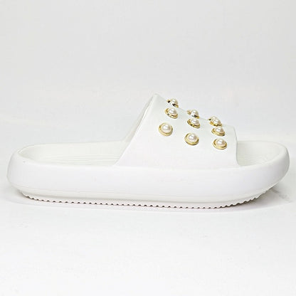Kenneth Cole Mello Eva Pearl Embellished Platform Sandal White Size 8 (MSRP $59)
