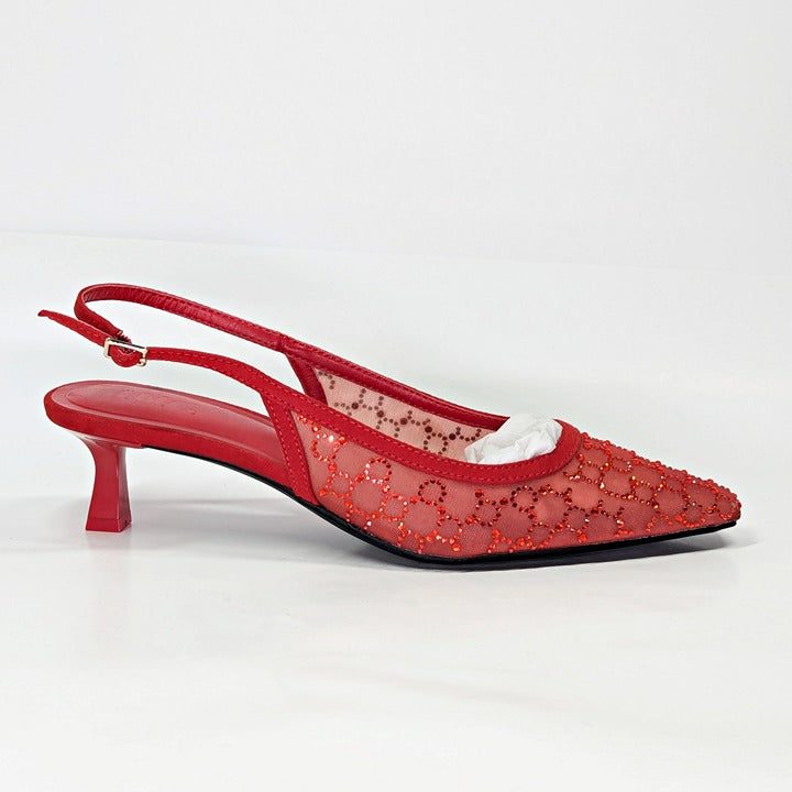I.N.C. International Concepts Gemini Mid Heel Red Bling Mesh Size 7 (MSRP $80)