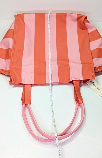 On 34th Cynthiah Extra Large Canvas Shoulder Tote Bag Pink Stripe (MSRP $90)