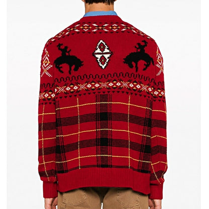 Polo Ralph Lauren Men's Red Western-Inspired Fair Isle Sweater Size L MSRP $498