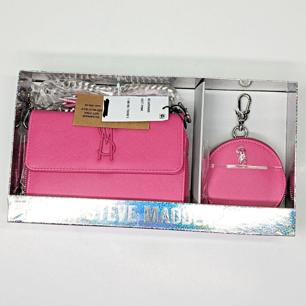 Steve Madden Boxed Carina Crossbody Wallet Set in Hot Pink (MSRP $98)