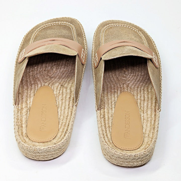 J.W. Anderson Men's Suede and Jute Espadrille Loafers Size 44 (MSRP $525)