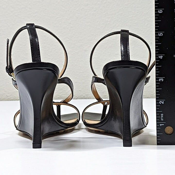 Bottega Veneta Women's Black Stretch Strappy Wedge Sandals Size 39 (MSRP $1,100)