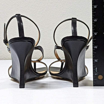 Bottega Veneta Women's Black Stretch Strappy Wedge Sandals Size 39 (MSRP $1,100)