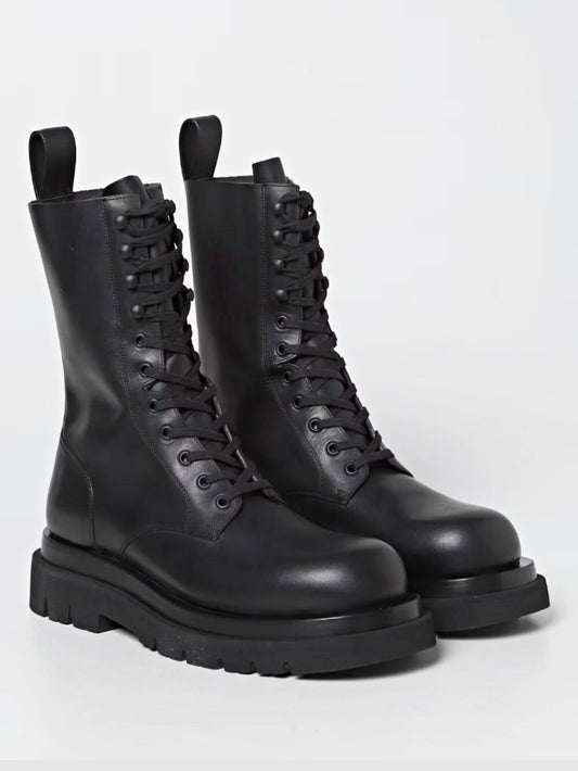 Bottega Veneta Men's Lug Sole Combat Boots in Black Leather Size 41 (MSRP $1450)