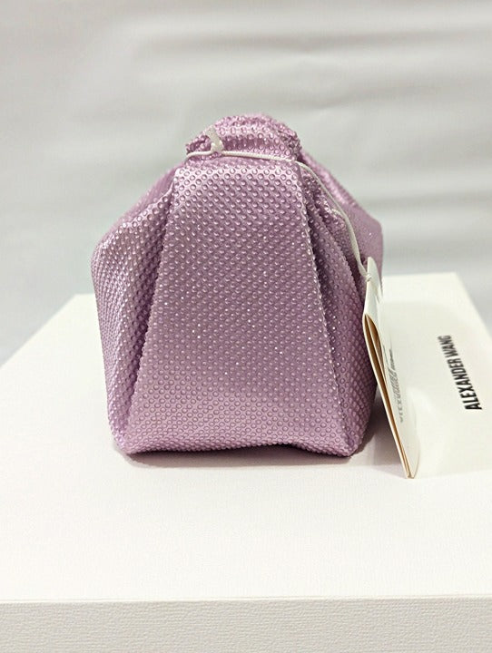 Alexander Wang Scrunchie Embellished Mini Satin Clutch Winsome Orchid MSRP $695