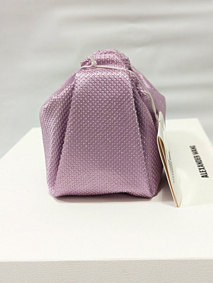Alexander Wang Scrunchie Embellished Mini Satin Clutch Winsome Orchid MSRP $695