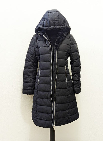 NWOT GUESS Women's Black Faux-Fur-Lined Hooded Puffer Coat Size S (MSRP $320)