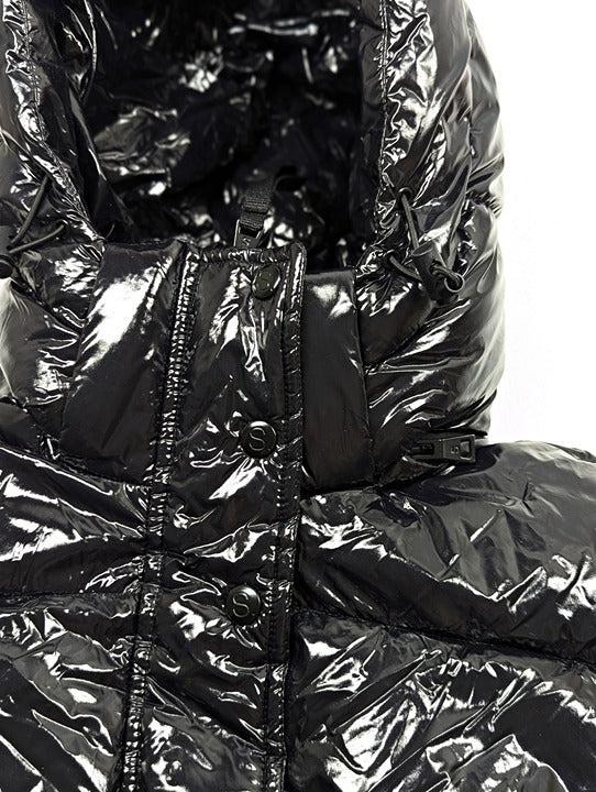 S13 Women's Lexie Black Hooded Water-Resistant Puffer Coat Size S (MSRP $300)