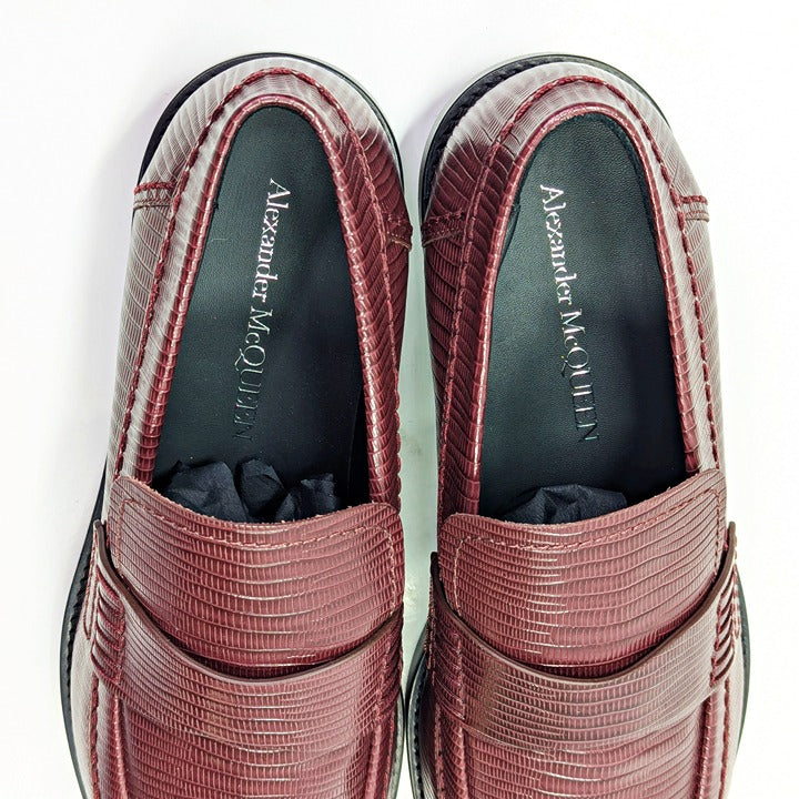Alexander McQueen Men's Croc Embossed Apron Toe Loafers Size 44 (MSRP $990)