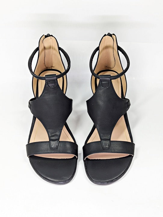 Journee Collection Women's Trayle Black Wedge Sandals Size 8 (MSRP $95)